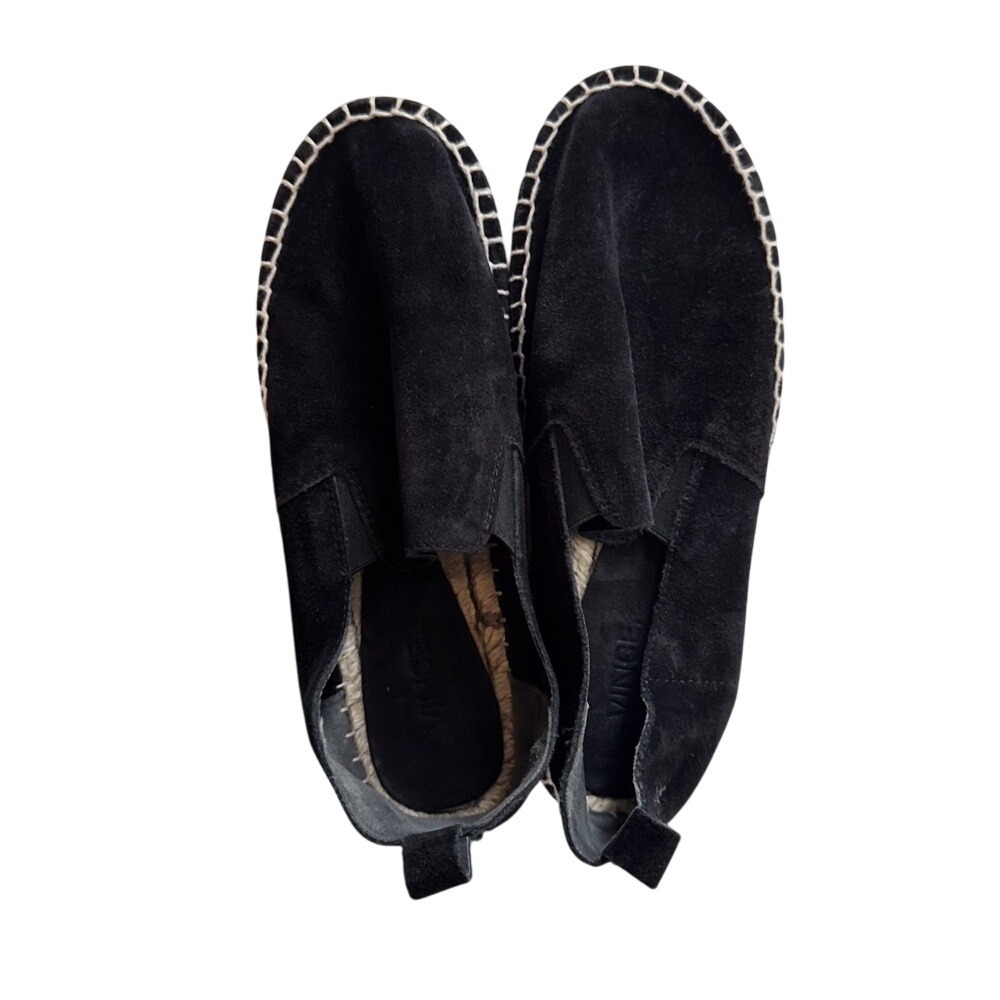 Vince Tucker Suede Black Espadrille Flats Shoes Womens Jute Slip On - 6M‎